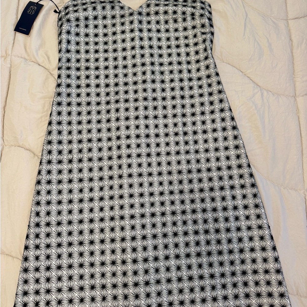 Piazza Sempione Black and White Line Strapless Dress Size 46 NWT